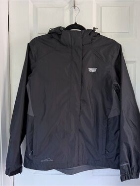 Eddie Bauer Black/Steel Grey WeatherEdge Rain jacket,Hood & Cadillac Crest logo